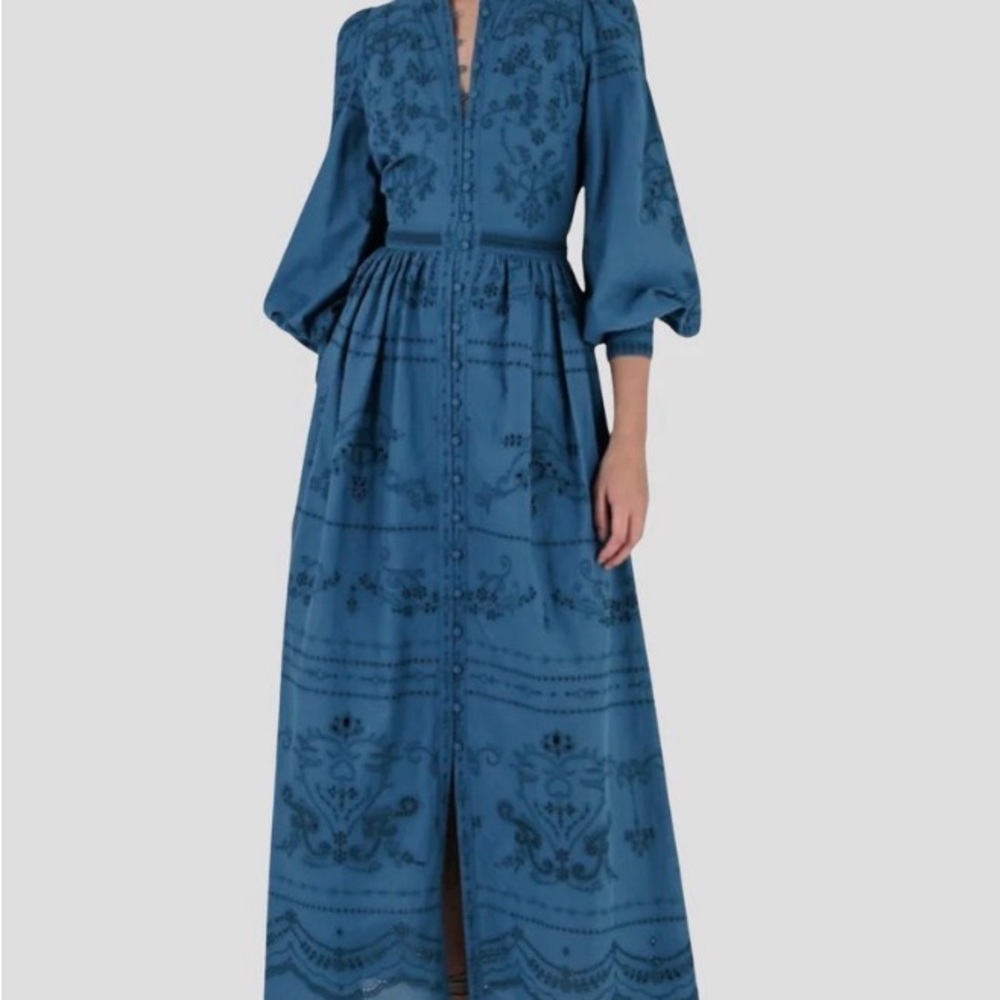 Marchesa Rosa Embroidered Cotton Voile Tiered Maxi Dress